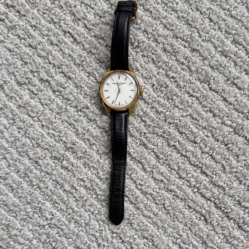 Vacheron Constantin Black Leather Strap Gold Case Men's Watch